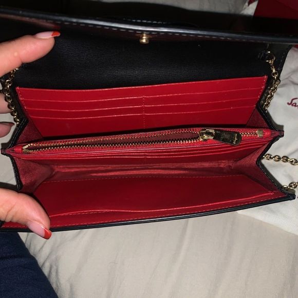 SALVATORE FERRAGAMO Calfskin City Wallet On Chain Black - Picture 2 of 4